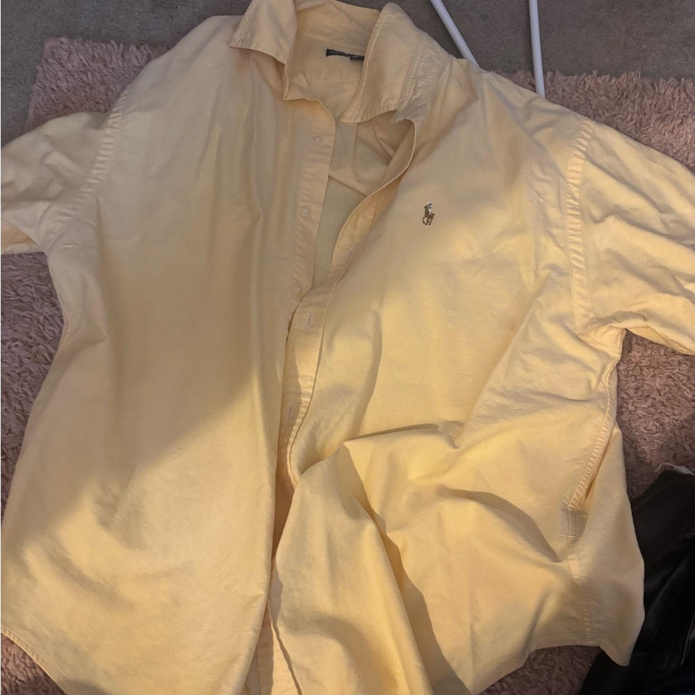 Ralph Lauren Men's Light Yellow Button Down Shirt